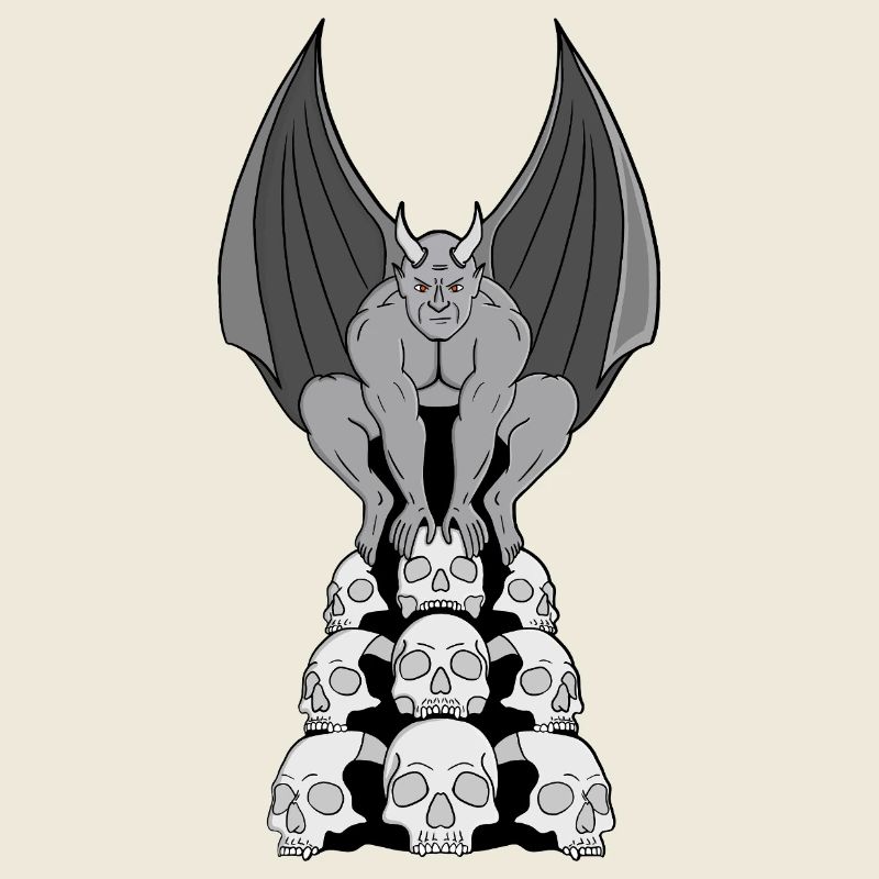 Gargoyle Dämon über Schädeln