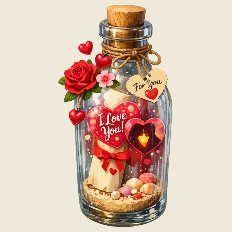 Message dans une bouteille Enchantement de la Saint-Valentin