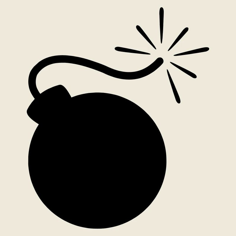 Brennende Bombe mit langem Sicherungslogo