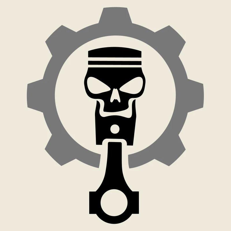 Engine piston with skull & gear gear