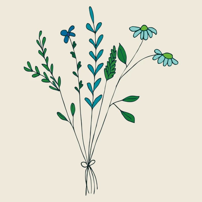 fleur prairie tons bleus fleurs sèches