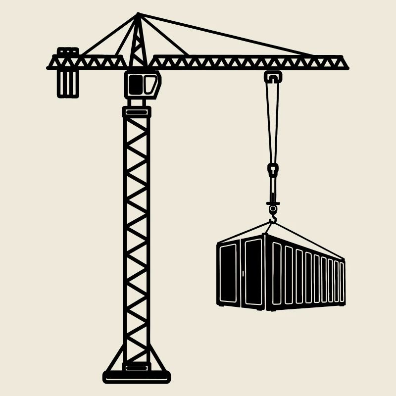 Construction crane with sea container