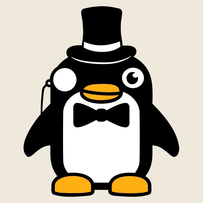 Pingouin Gentleman Sir M. Monocle Haut de Forme