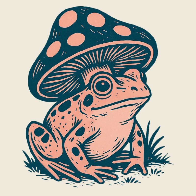 Vintage Mushroom Frog Cottagecore