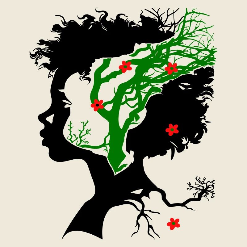 Abstract tree with flowers