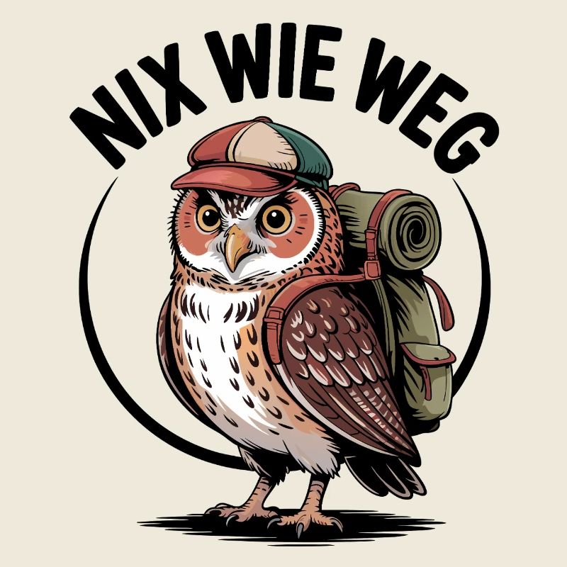 Hiking owl with backpack