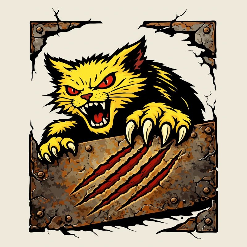 Ferocious Cat Scratch Attack Illustration