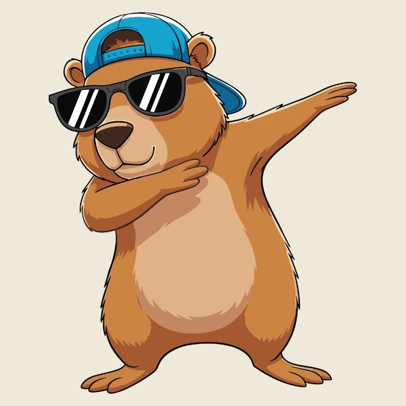 Cool Dabbing Bear Sunglasses Cartoon Art