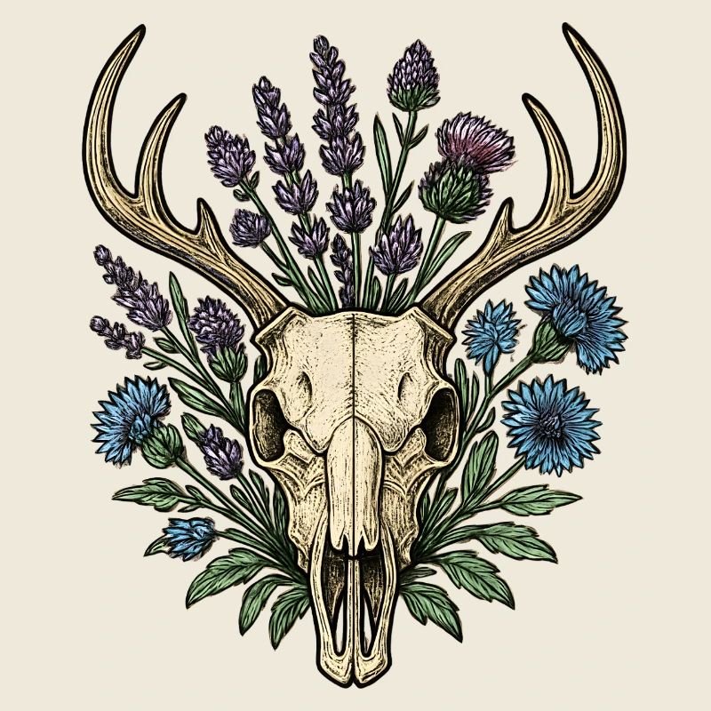 Deer bones with flower wreath
