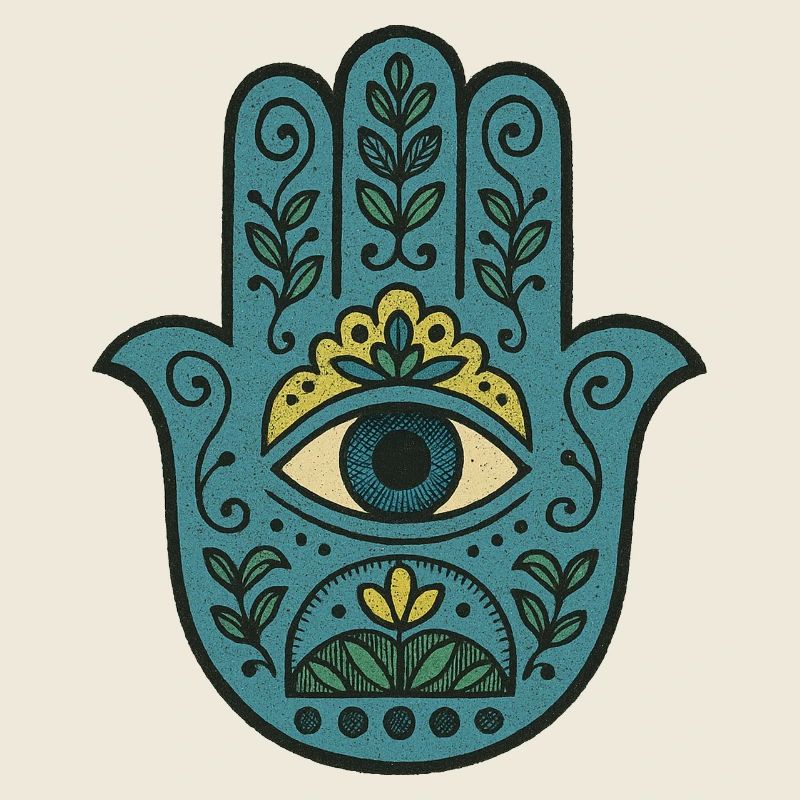 Hamsa Eye Floral Boho Palm