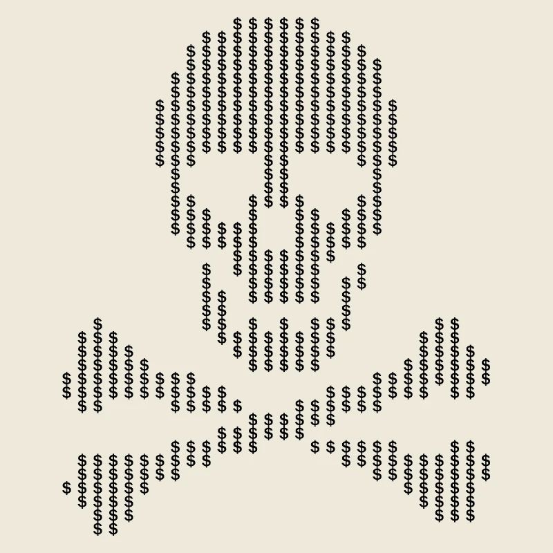 Points de dollar en forme de crâne en os croisés