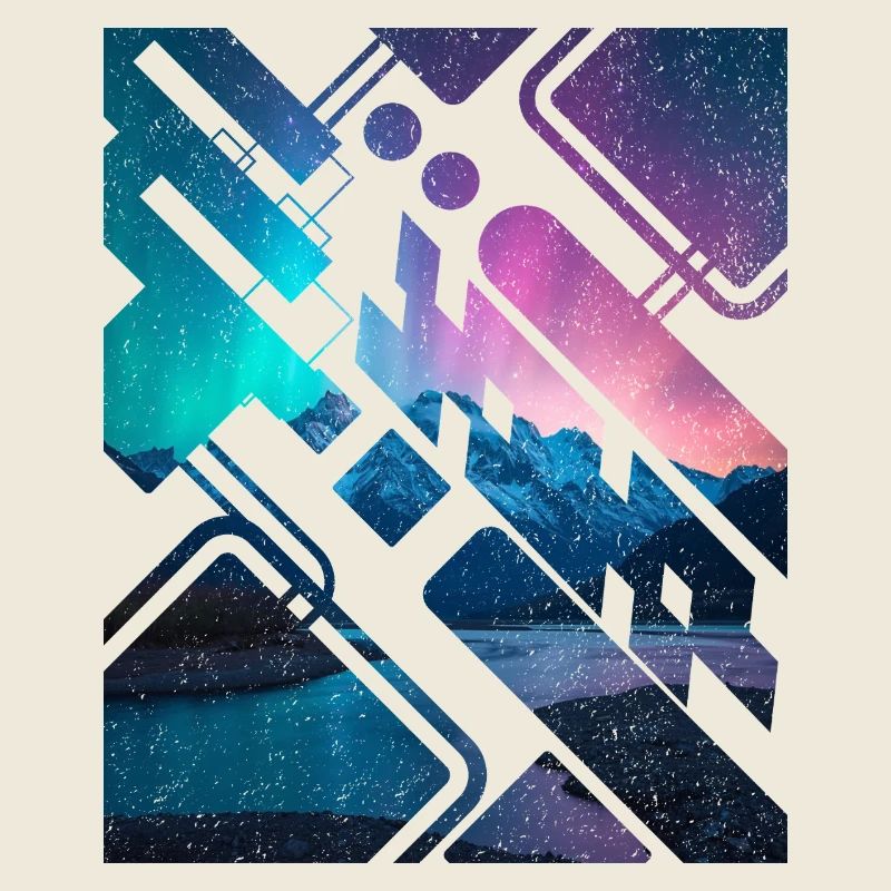 Geometric Mountain Aurora