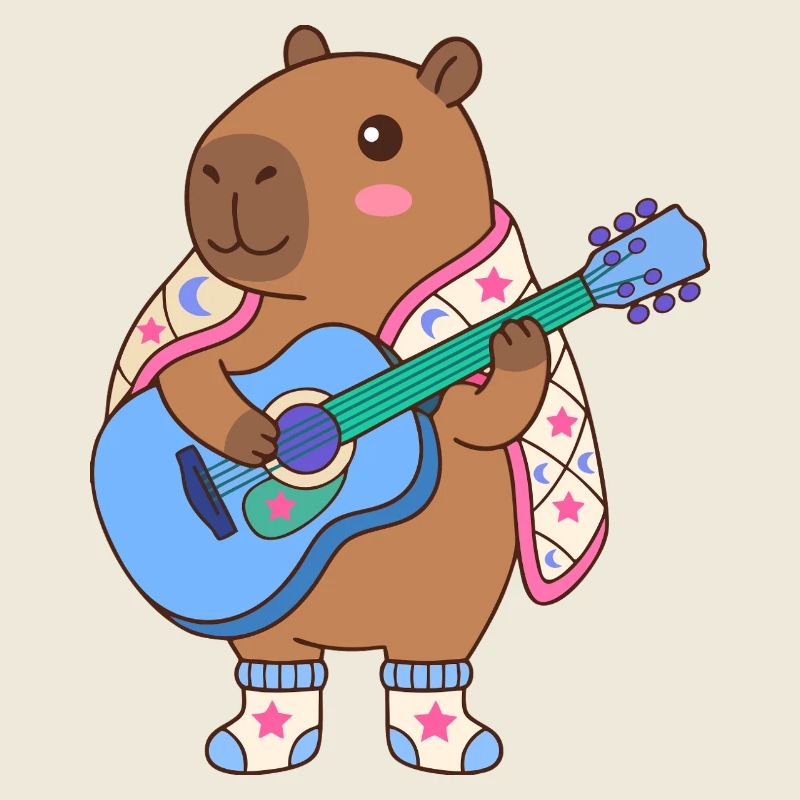 Guitar Capibara dans Star Cape - Drôle d’animal kawaii