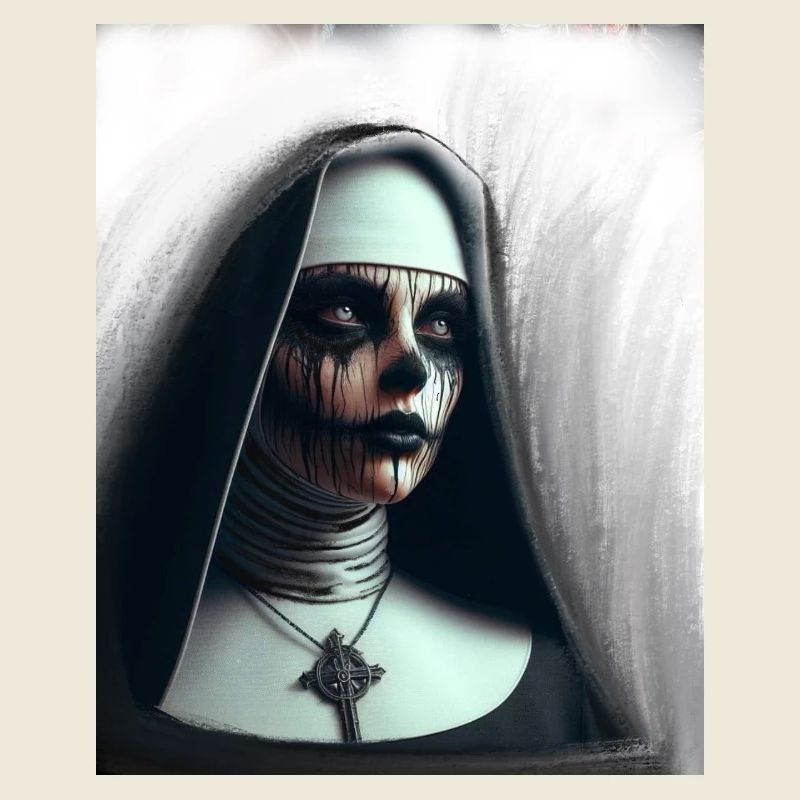 Dämonische Nonne im Nebel