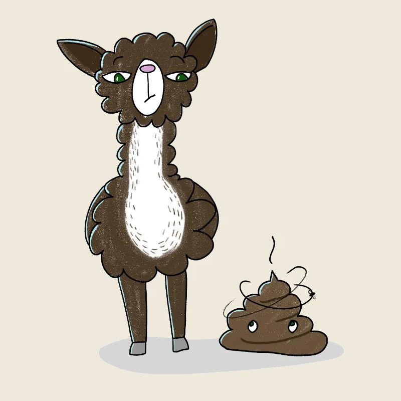 Llama with dung heap