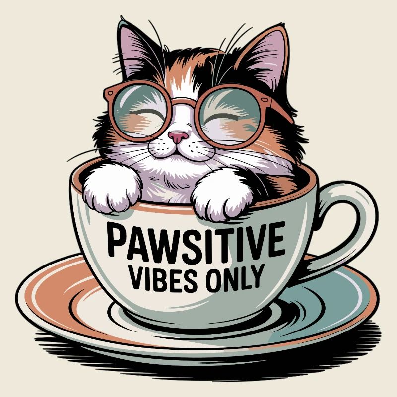 Pawsitive Vibes Only – Cat in a Cup