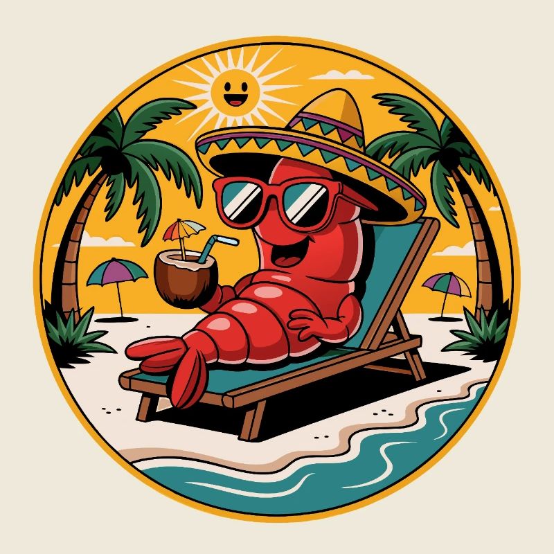 Sunny Summer Vibes Funny Crab on the Beach