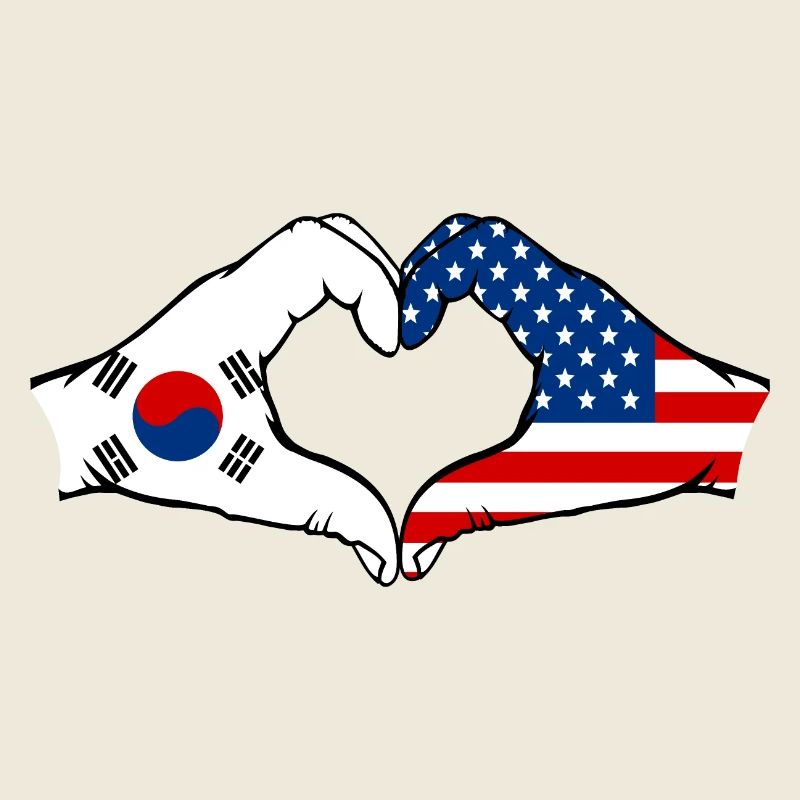 Corée du Sud États-Unis Mains Forme de coeur