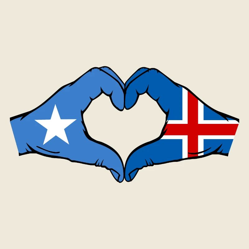Drapeau de l’île de Somalie mains forme de coeur