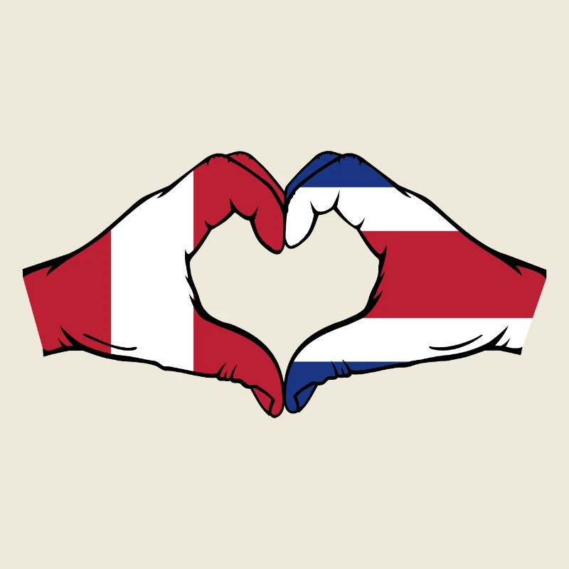 Pérou Costa Rica Drapeau Mains Coeur Forme