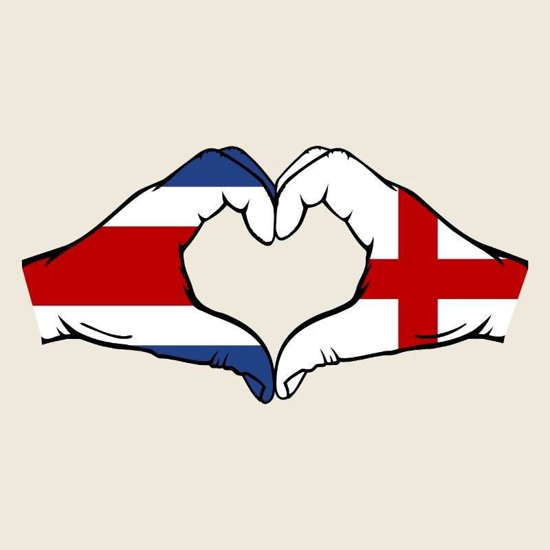 Costa Rica Angleterre Drapeau Mains Coeur Forme