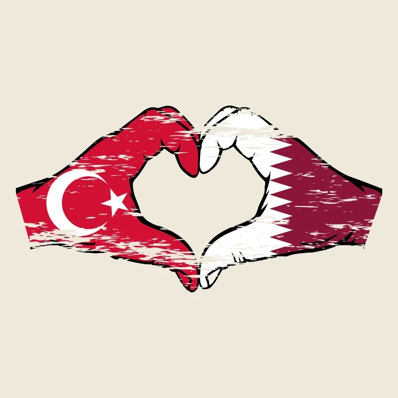 Turquie Qatar drapeau mains forme coeur utilisé