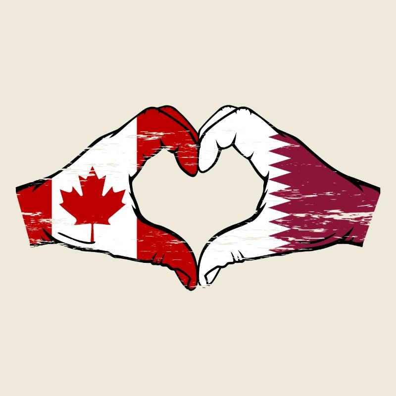 Drapeau du Canada Qatar mains forme de coeur utilisé