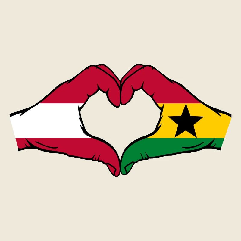 Autriche Ghana Drapeau Mains Coeur Forme