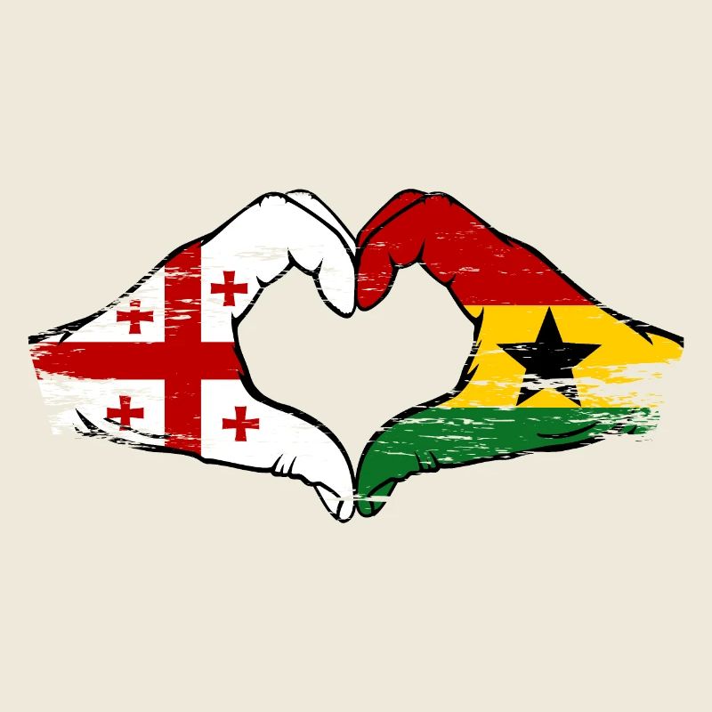Géorgie Ghana drapeau mains forme de coeur utilisé