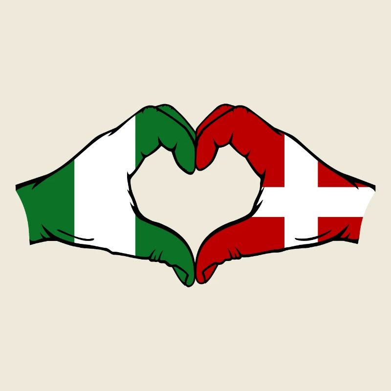 Nigeria Danemark Drapeau Mains Coeur Forme