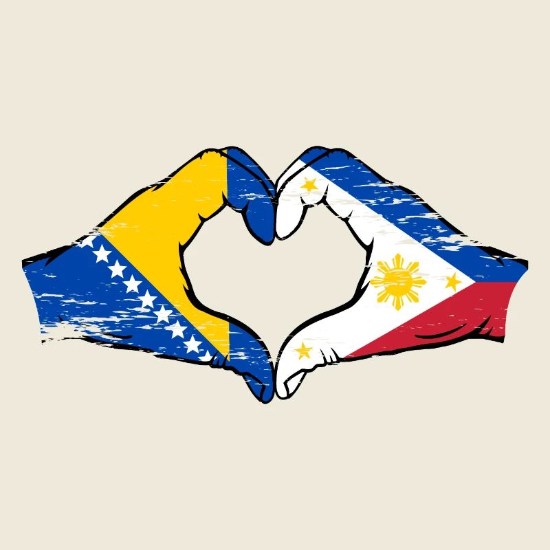 Bosnie Philippines drapeau mains forme de coeur utilisé