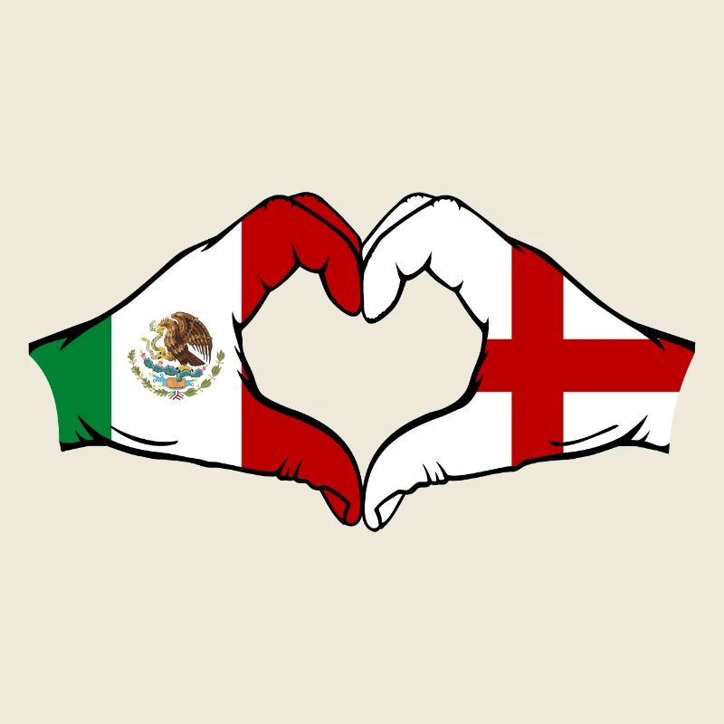 Mexico England Flag Hands Heart Shape