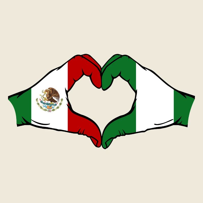 Mexico Nigeria Flag Hands Heart Shape