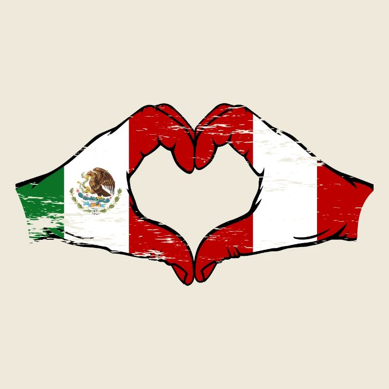 Mexique Pérou drapeau mains forme de coeur utilisé