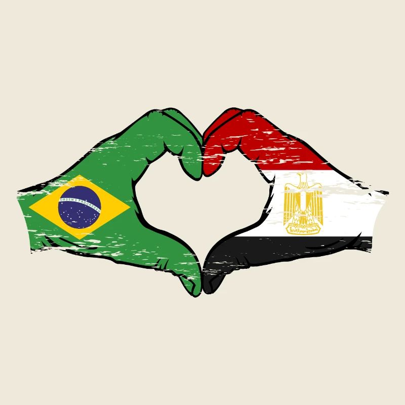 Brésil Égypte drapeau mains forme de coeur utilisé