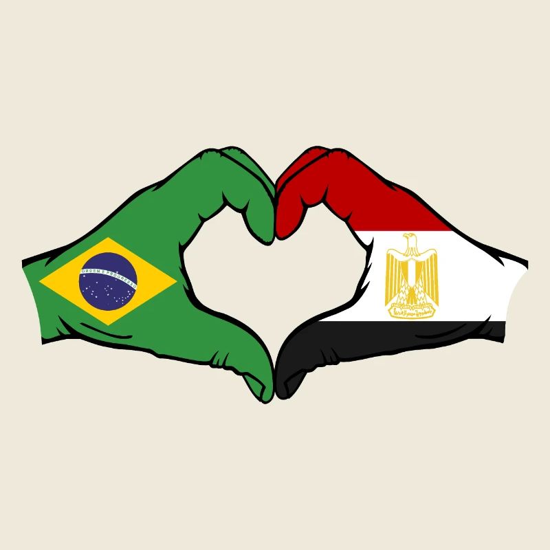 Brésil Égypte Drapeau Mains Coeur Forme
