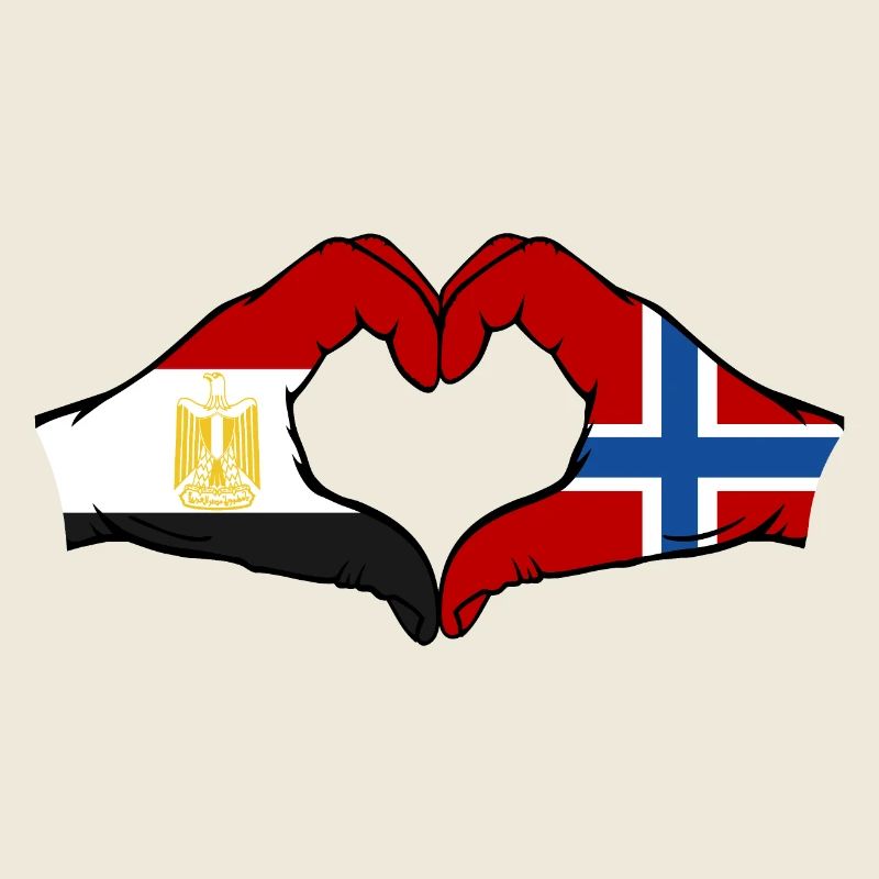 Égypte Norvège Drapeau Mains Coeur Forme