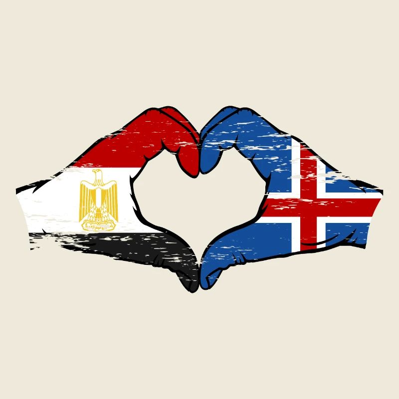 Égypte Islande drapeau mains forme de coeur utilisé