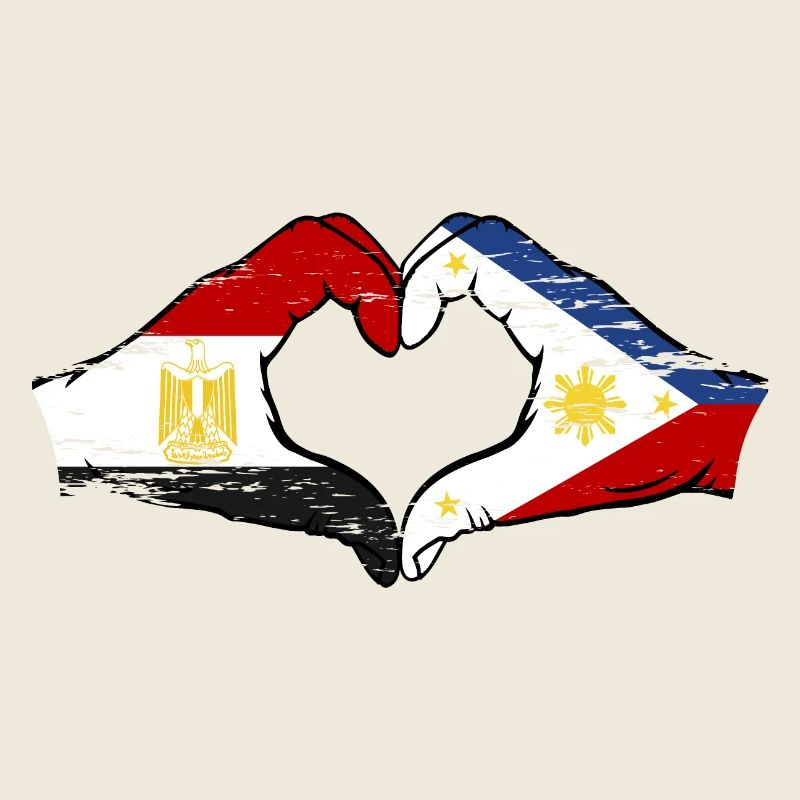 Égypte Philippines drapeau mains forme de coeur utilisé