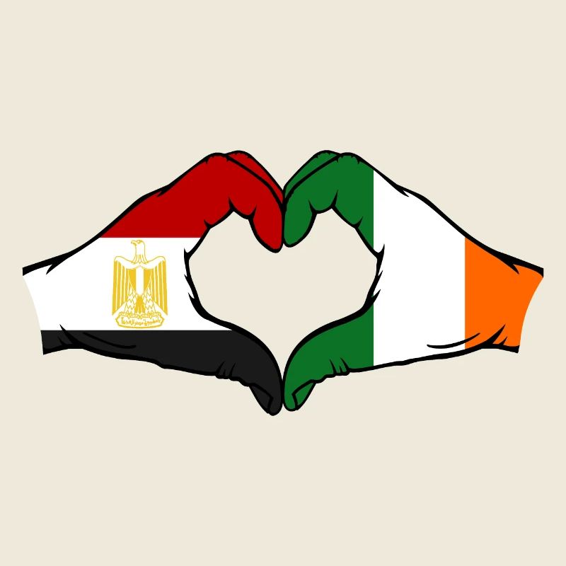 Égypte Irlande Drapeau Mains Coeur Forme
