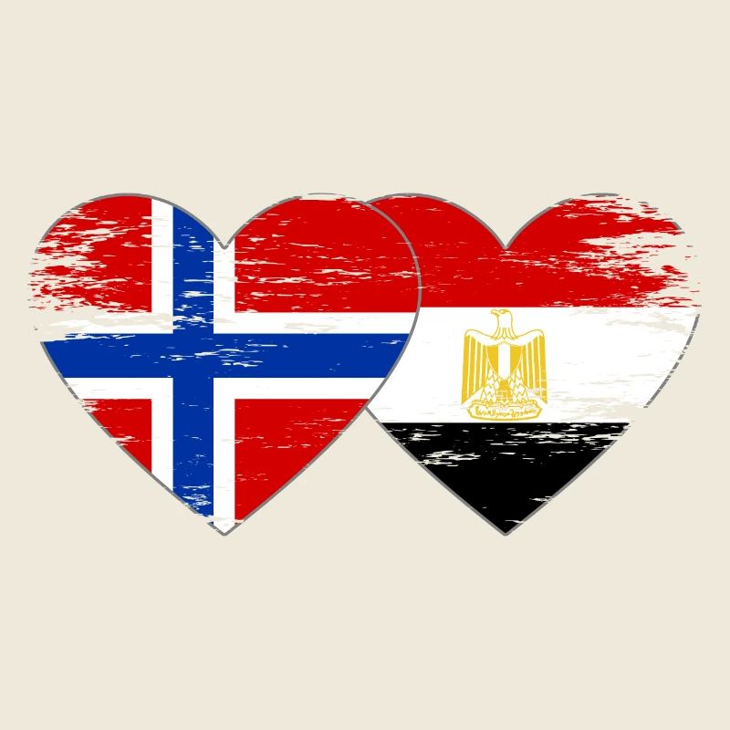 Norvège Égypte Drapeau Mains Coeur Forme Utilisé