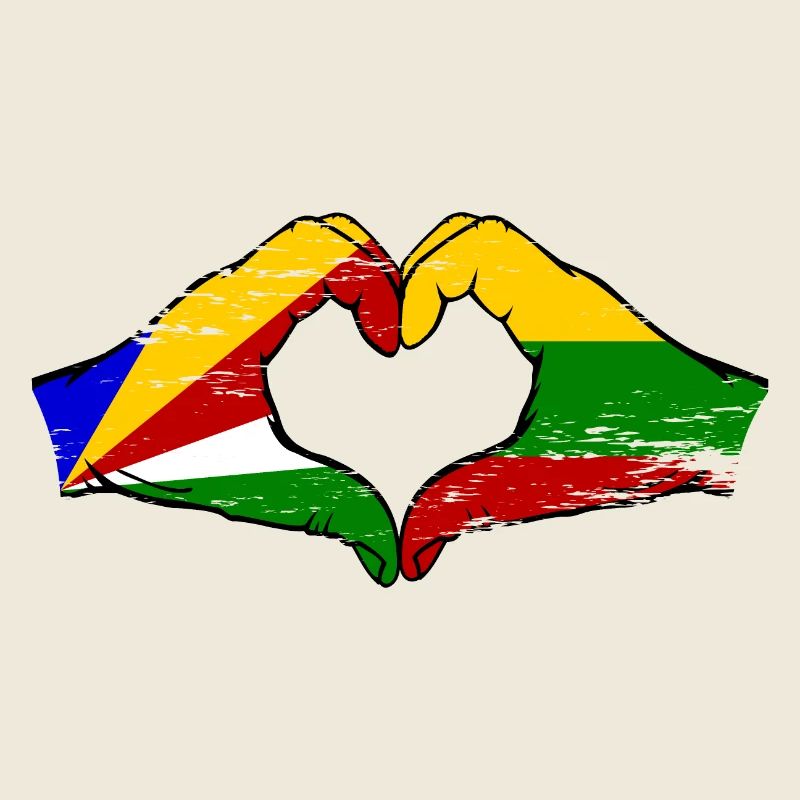 Seychelles Lituanie drapeau mains forme de coeur utilisé