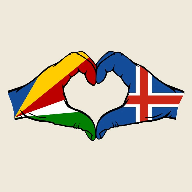 Drapeau des îles Seychelles mains en forme de coeur