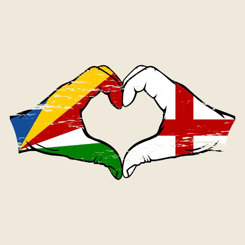 Seychelles Angleterre drapeau mains forme de coeur utilisé