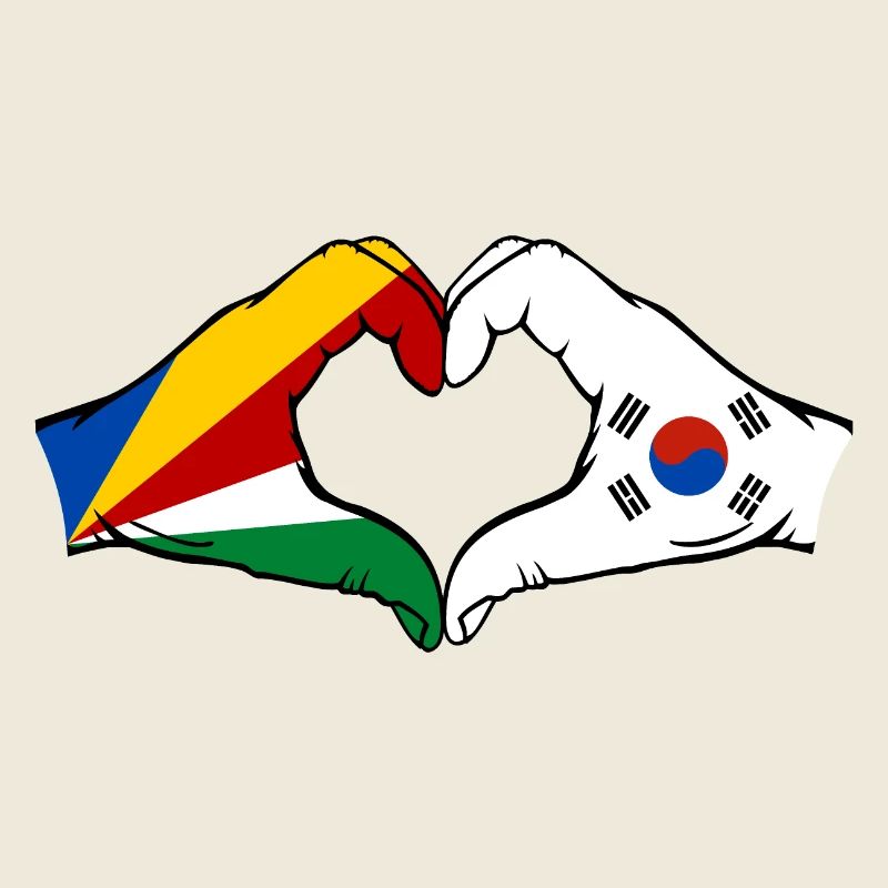 Seychelles South Korea Flag Hands Heart Shape