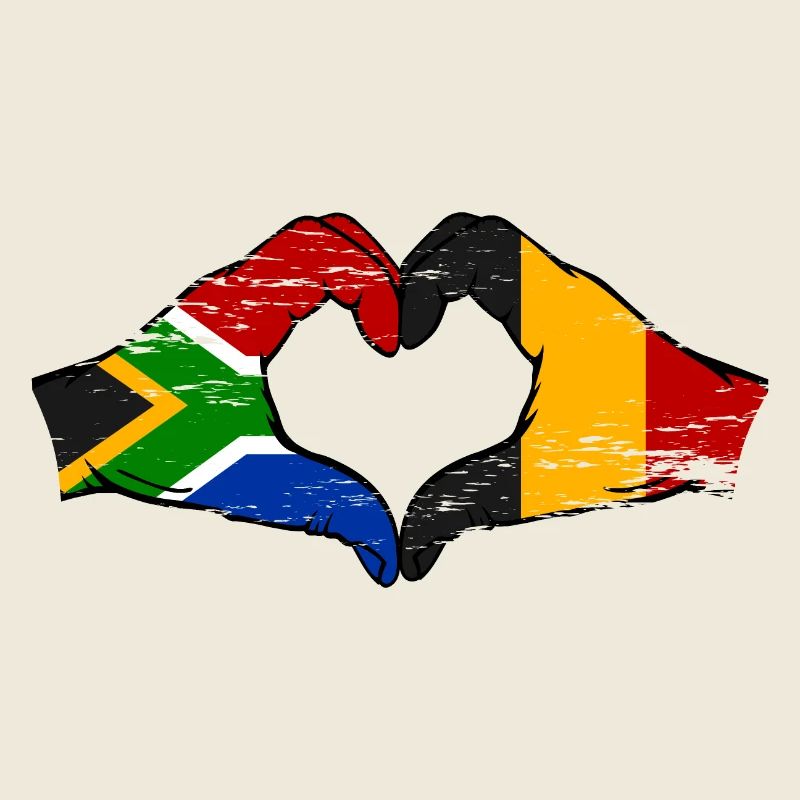 Afrique du Sud Belgique Drapeau Mains Coeur Forme Utilisé