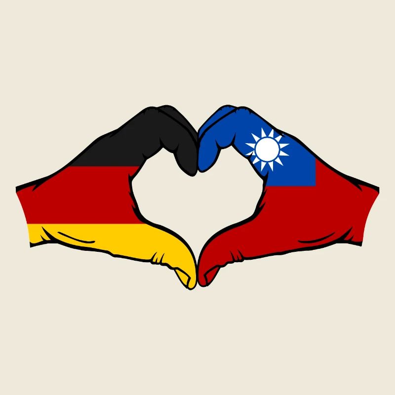 Germany Taiwan Flag Hands Heart Shape