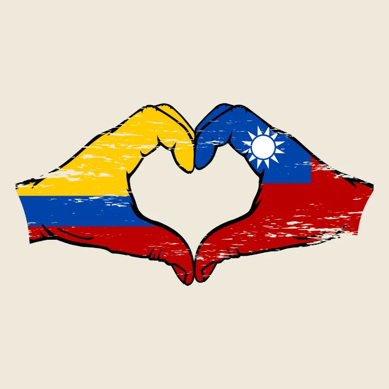 Colombie Taïwan drapeau mains forme de coeur utilisé