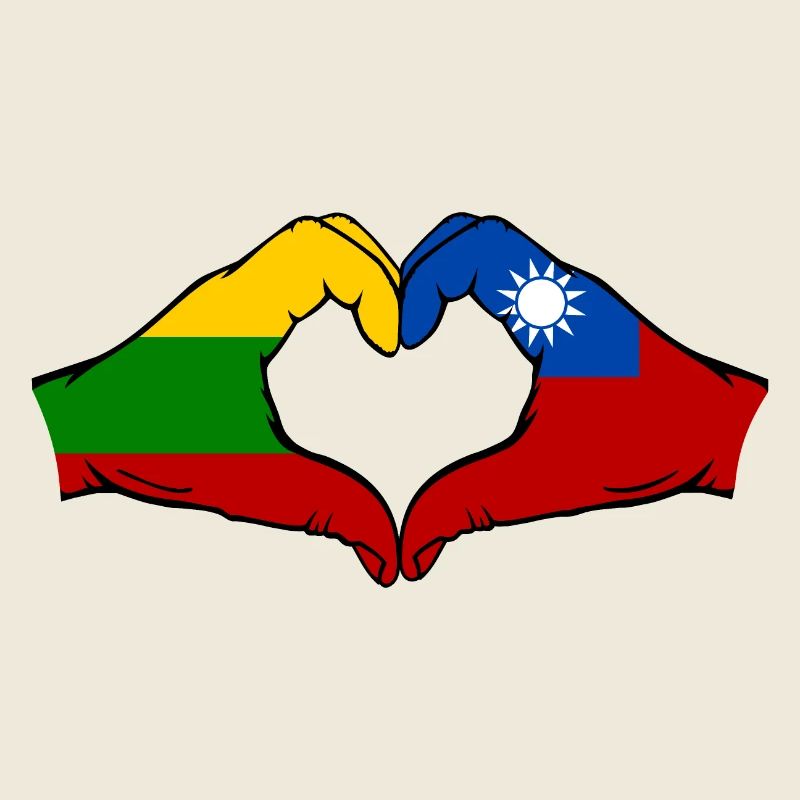 Lithuania Taiwan Flag Hands Heart Shape
