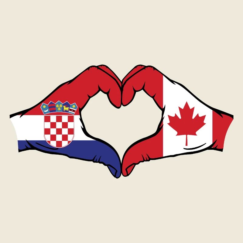 Croatia Canada Flag Hands Heart Shape